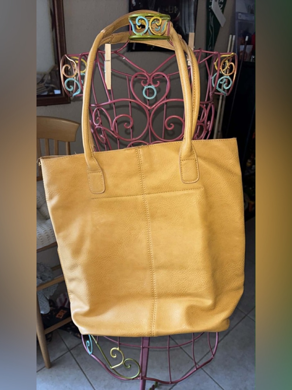 Joy Joy Mustard Tote Bag - Yellow Shoulder Handbag